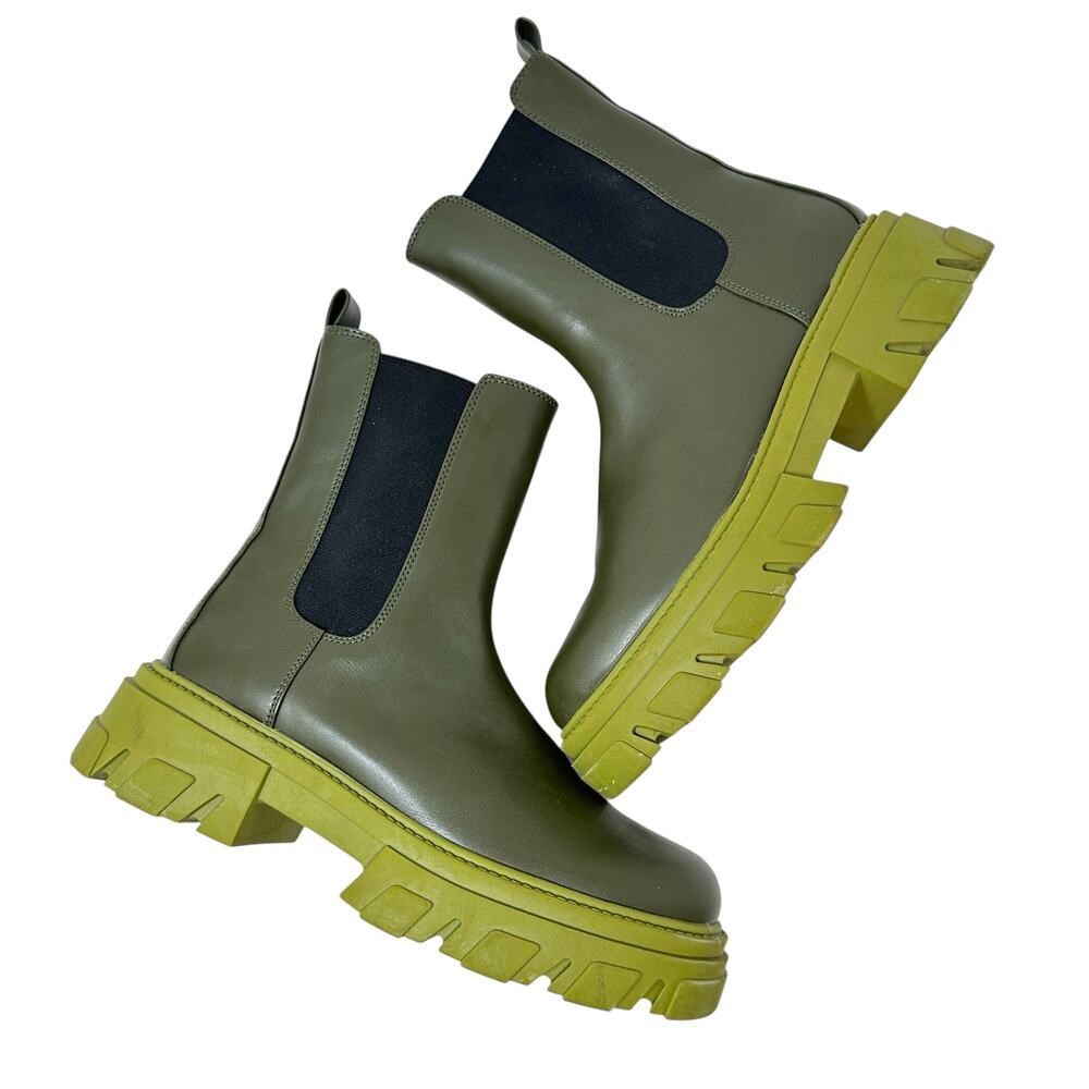 Oak + Fort Chunky Sole Chelsea Boots Military Olive Green Size US 10